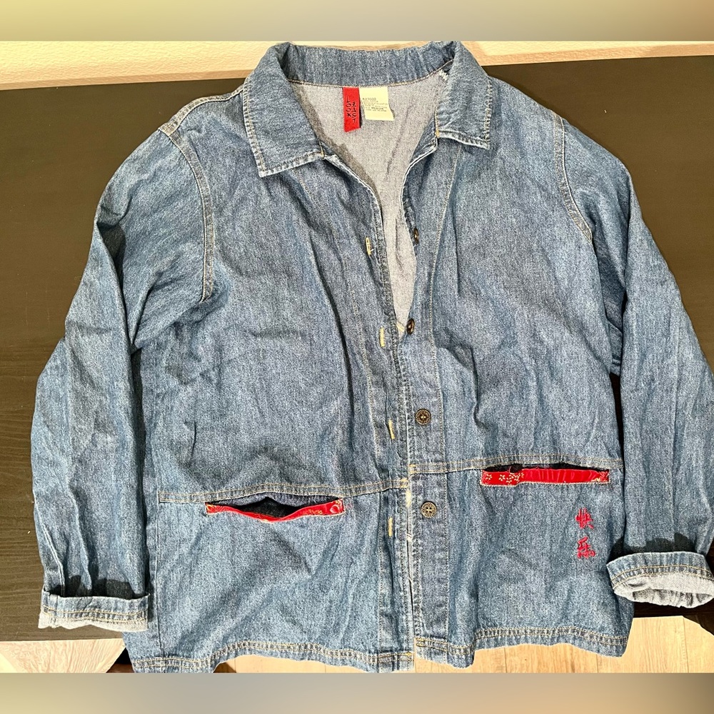 Vintage Thrifted denim jacket with graphic